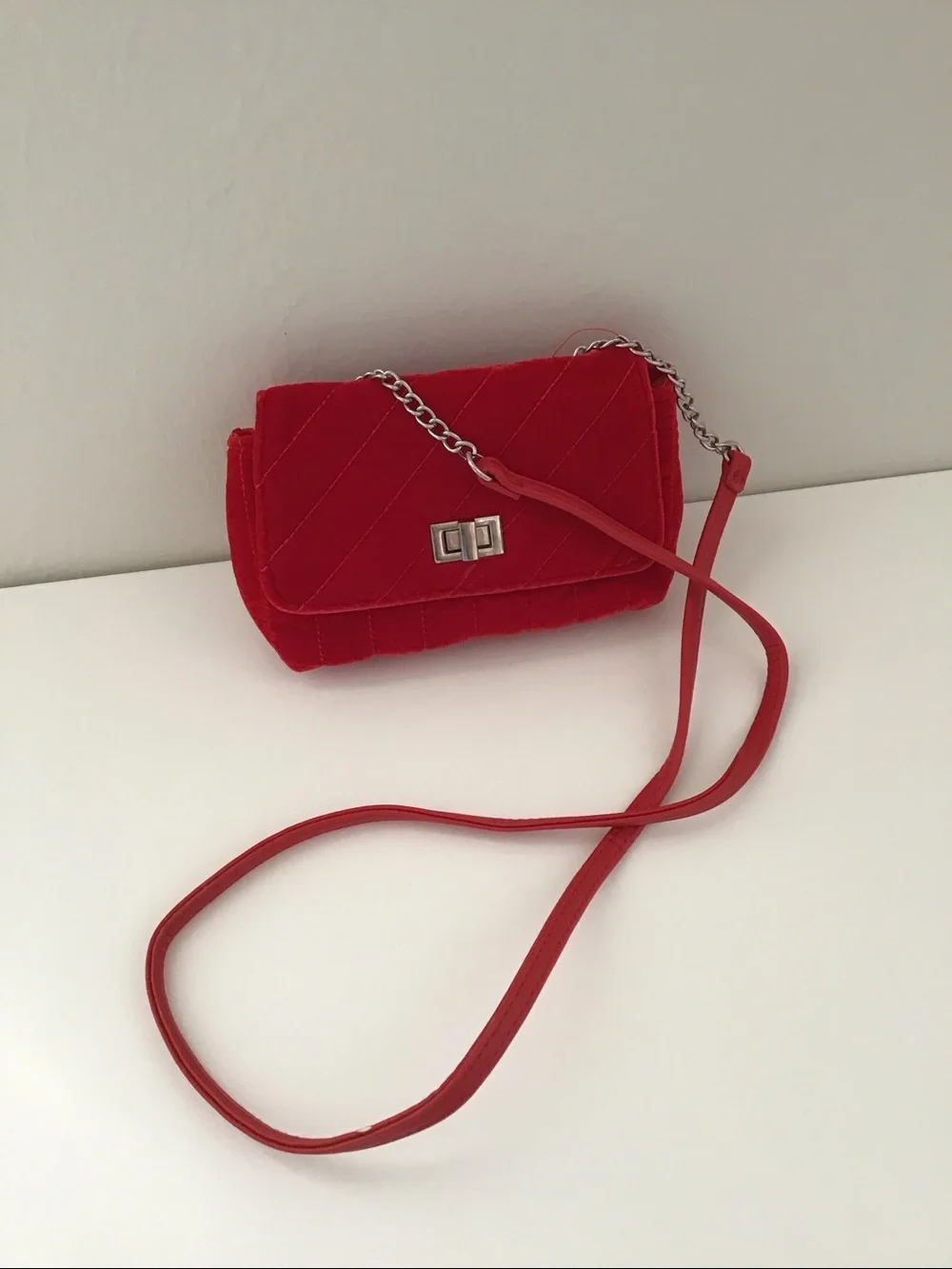 Girls Cat & Jack red velvet quilted crossbody bag